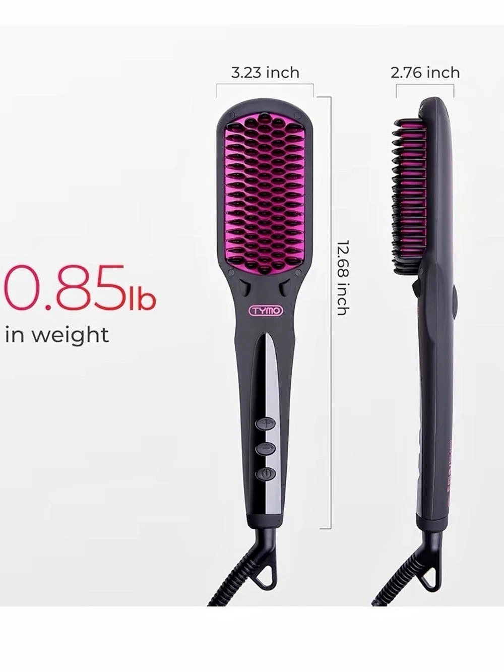 TYMO Ionic Hair Straightener Brush Black & Pink